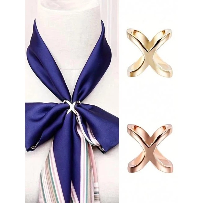 Women Accessories Holder - Penjepit Syal Bentuk X Baru, Bros