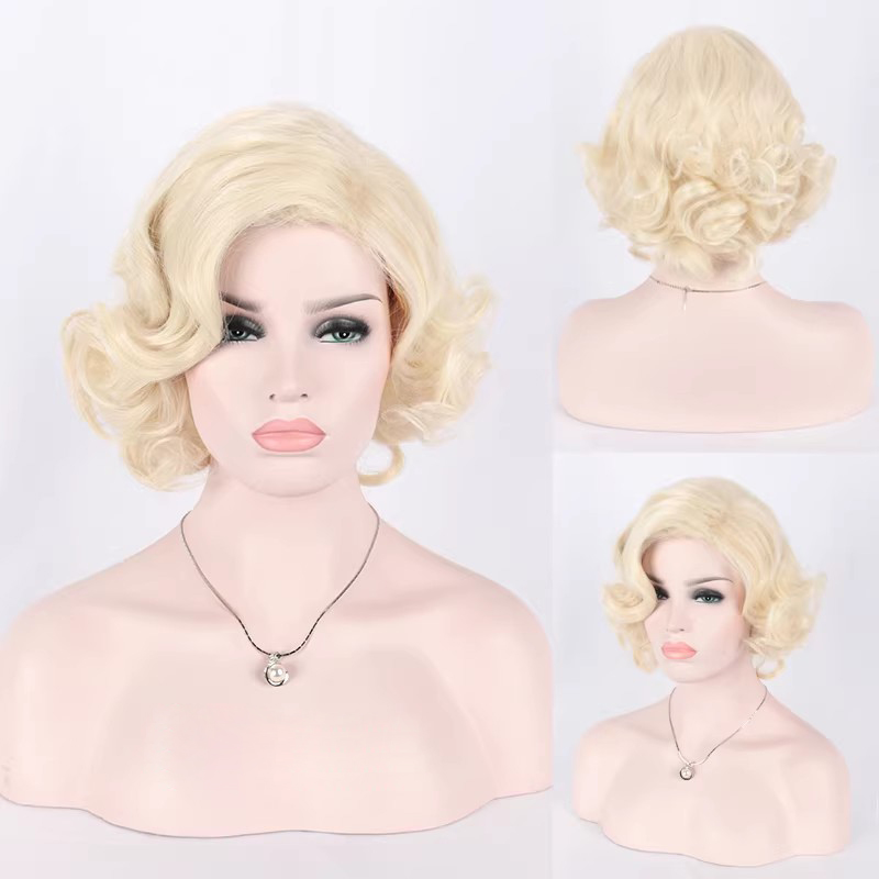 Women'S Accessories In The 60S - Rambut Keriting Pendek Sintetis Wig Campuran