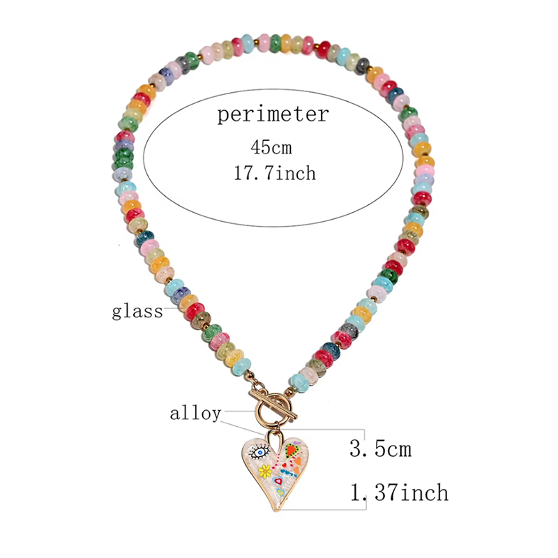 Kalung manik-manik kaca berwar - Women Accessories Drawing ulasan dan harga