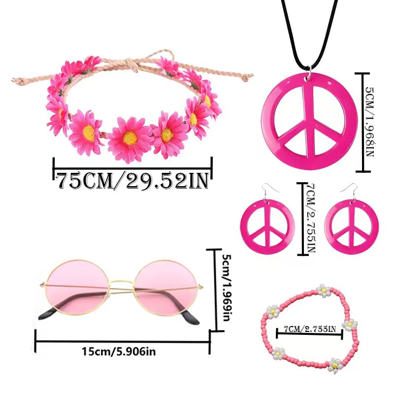 Set Aksesori Kostum Hippie PES - Women'S Accessories In The 60S ulasan dan harga