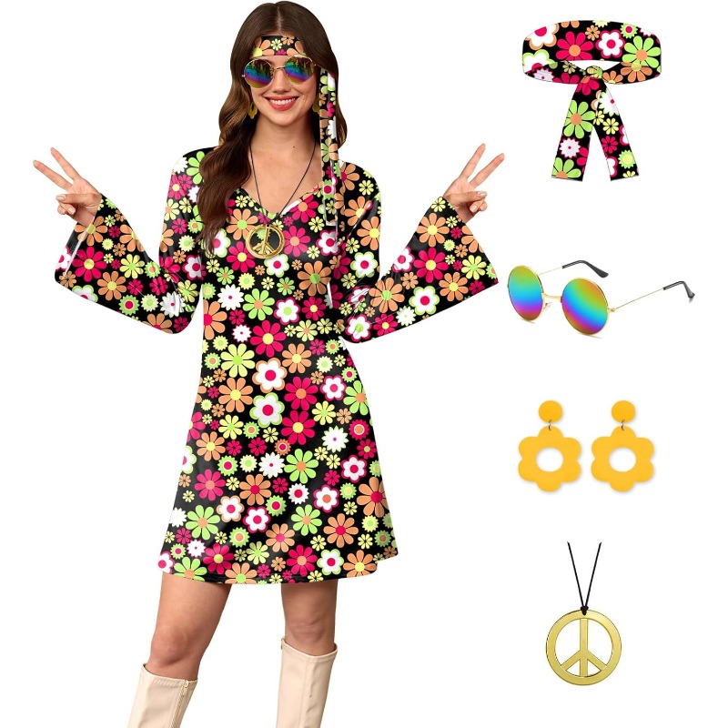 Kostum Wanita 5 Pcs Halloween  - Women'S Accessories In The 60S ulasan dan harga