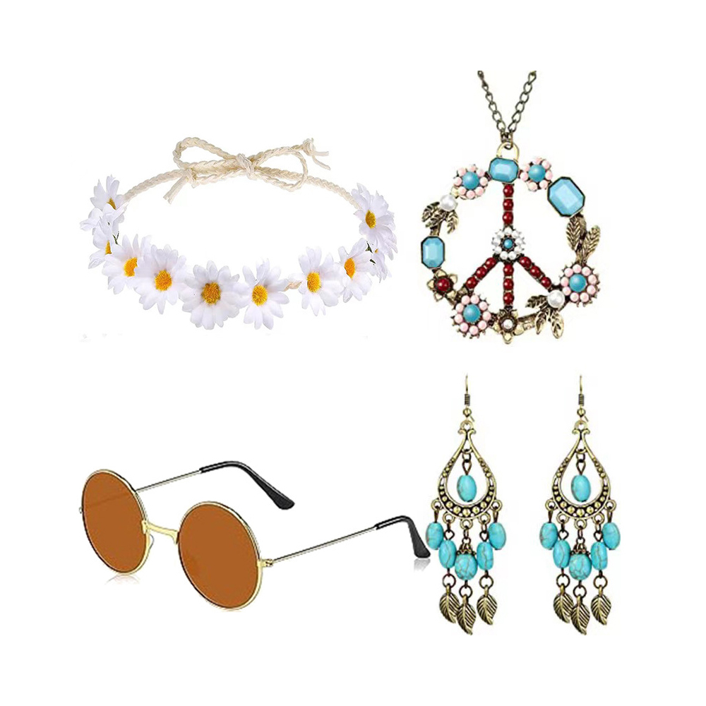 Set Aksesori Hippie 60-an Wig  - Women'S Accessories In The 60S ulasan dan harga