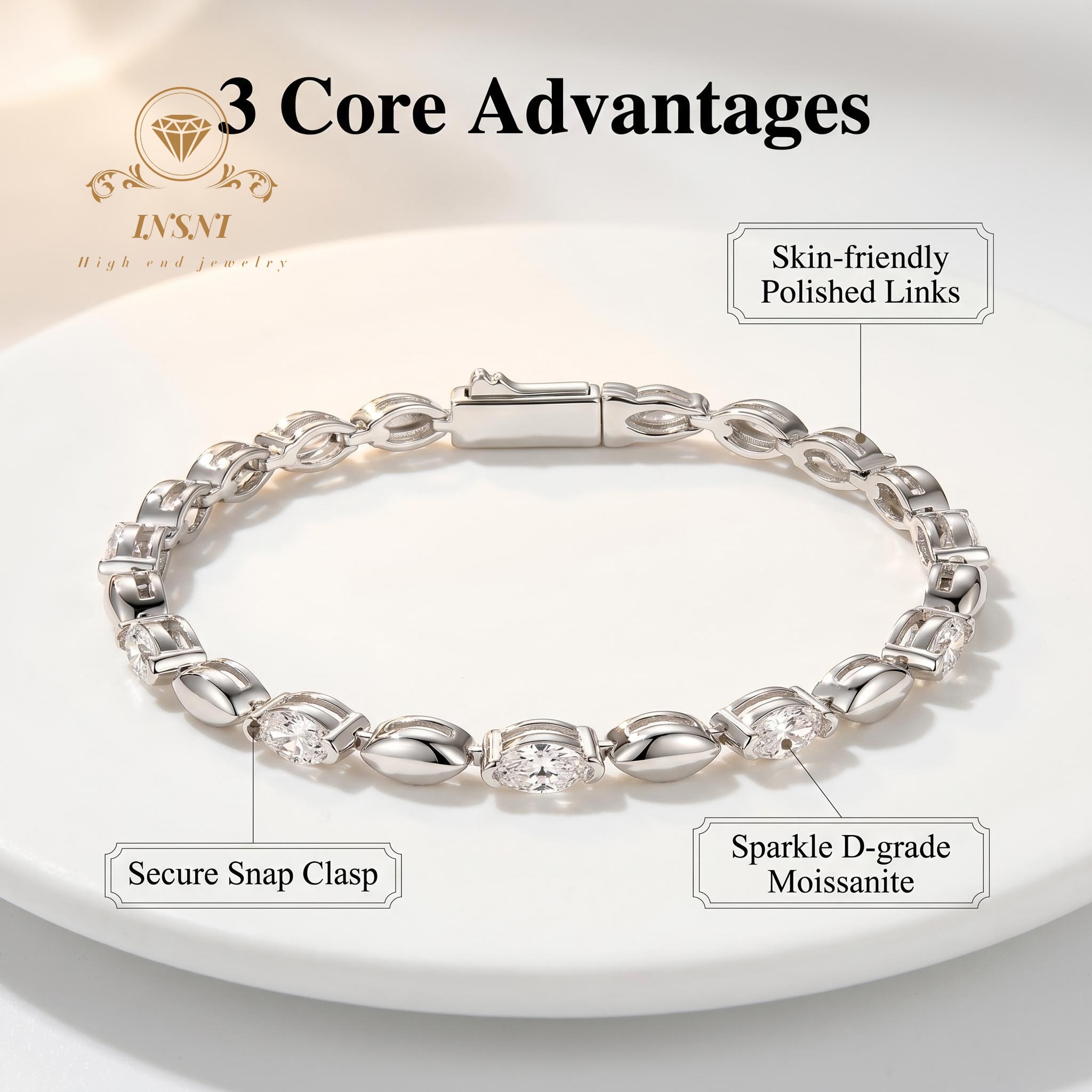 Gelang Moissanite Mata Kuda Pe - Women'S Affordable Accessories ulasan dan harga