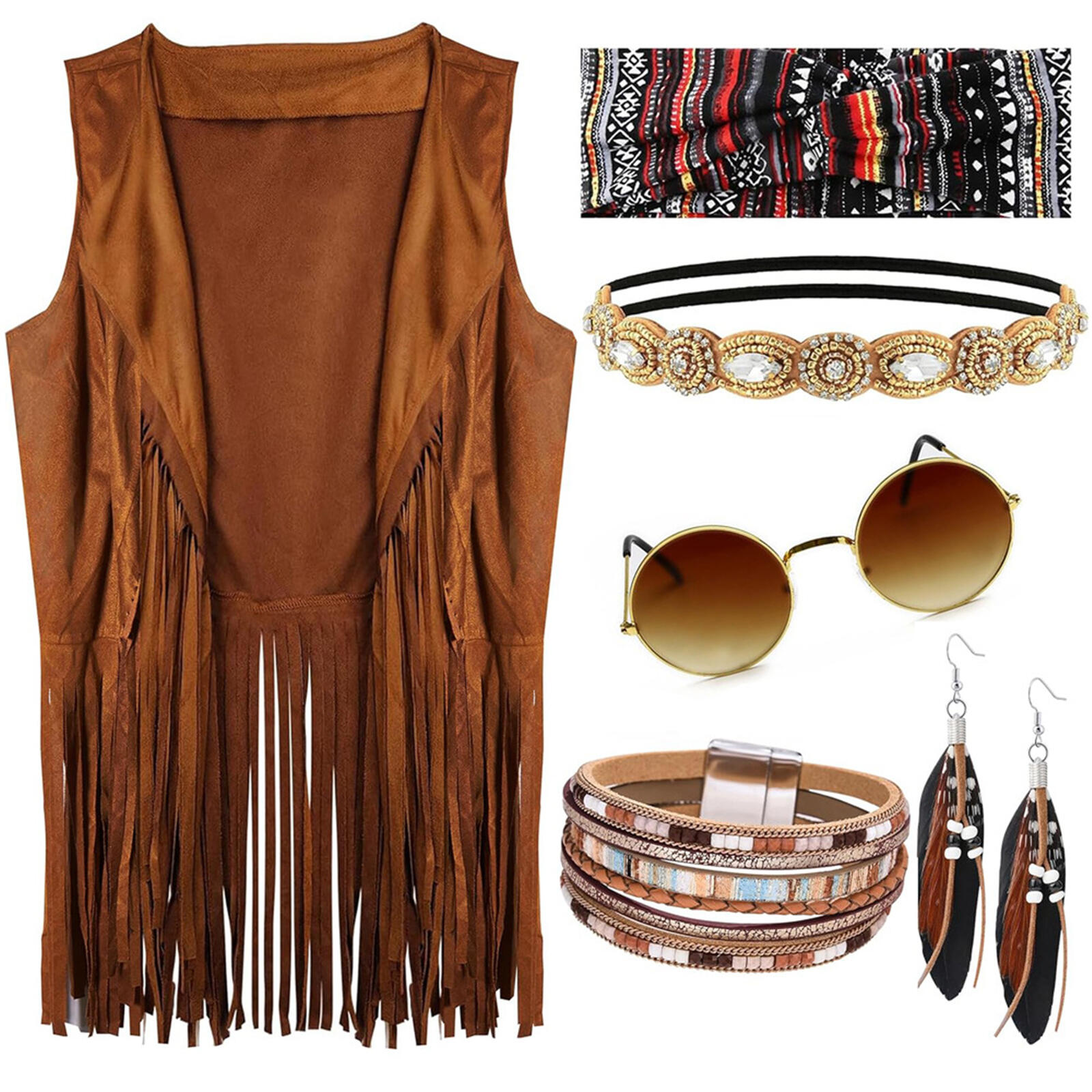 Set Aksesori Kostum Hippie Wan - Women'S Accessories In The 60S ulasan dan harga